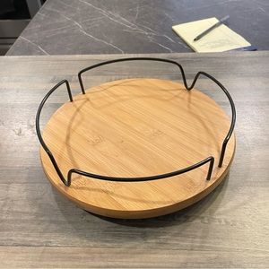 Brown and black lazy Susan tray